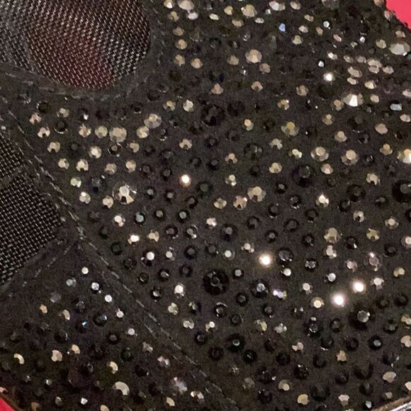 Express Black Sheer Mesh Panels Rhinestone Pointed Toe Stiletto Zip-Up Size 10 - Picture 14 of 15